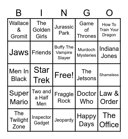 Theme Songs Bingo Card