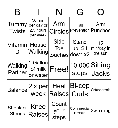 Active Bingo!! Bingo Card