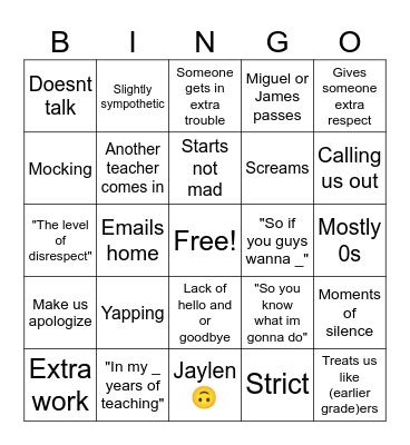Mr straw stick Bingo Card