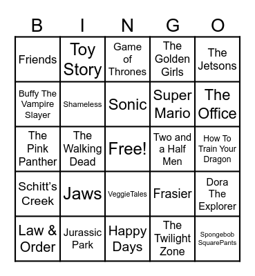 Theme Songs Bingo Card