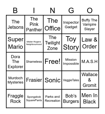 Theme Songs Bingo Card
