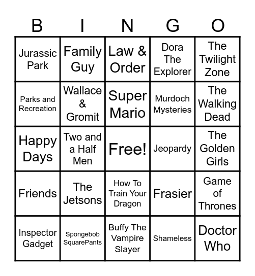 Theme Songs Bingo Card