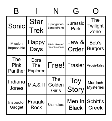 Theme Songs Bingo Card