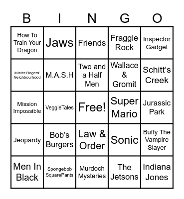 Theme Songs Bingo Card