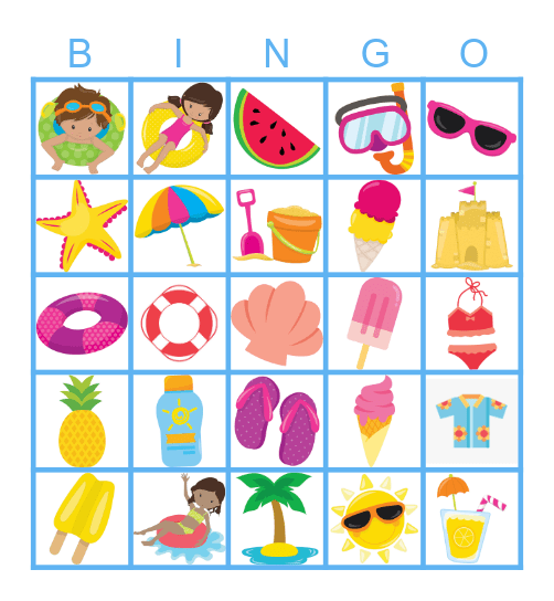 Beach Day Bingo Card