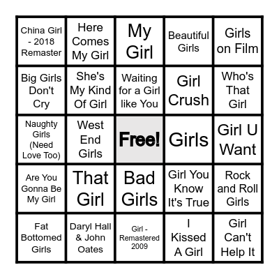 GIRLS Bingo Card