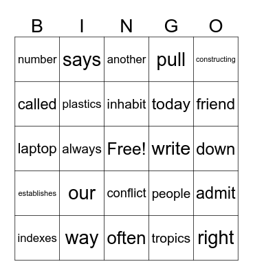 Wilson Step 3 Assessment Review Bingo Card