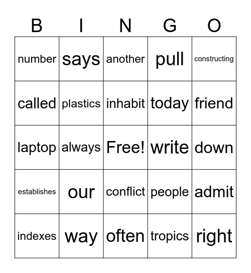 Wilson Step 3 Assessment Review Bingo Card