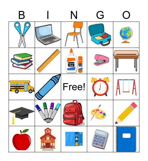 Back to School Bingo Card