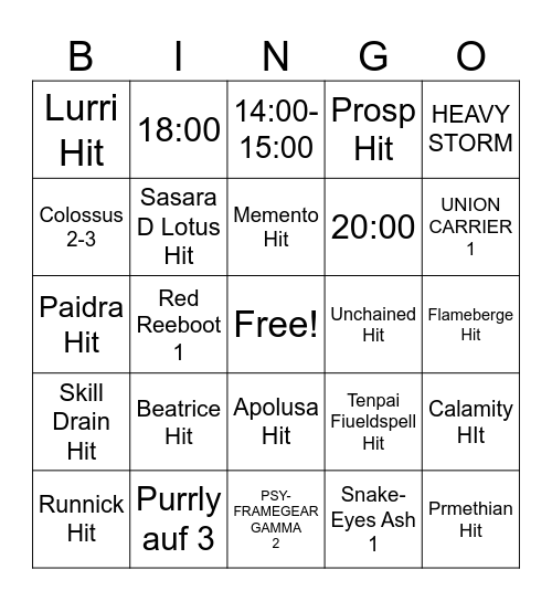 Banlist Dezzy Bingo Card