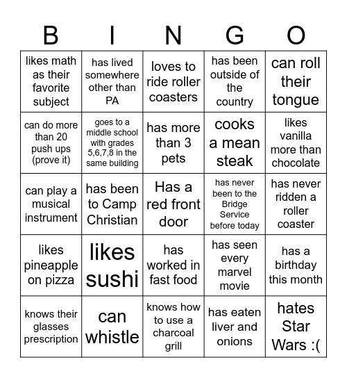 Find Someone Who... Bingo Card