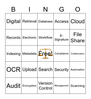 Court Electronic Filing Bingo Card