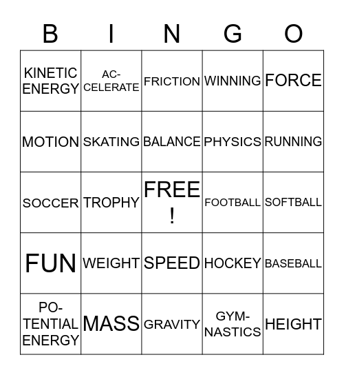 SPORTS BINGO Card