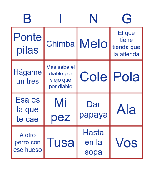 Día de la familia Gimnasiana Bingo Card