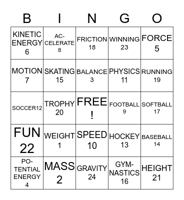 SPORTS BINGO Card
