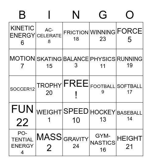 SPORTS BINGO Card