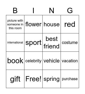 MHS Welcome Back Bingo Card