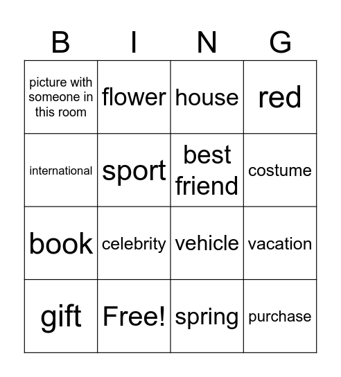 MHS Welcome Back Bingo Card