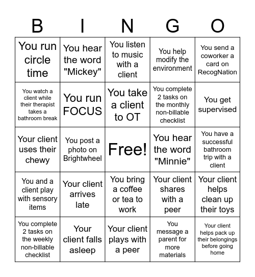 ABA BINGO Card