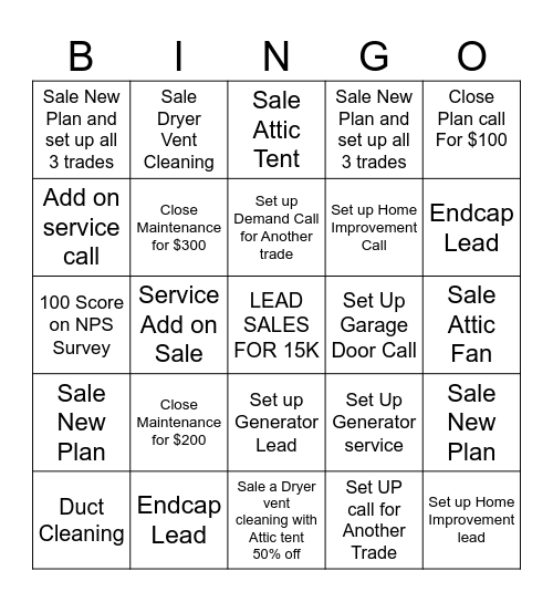 HS Service September Bingo Card