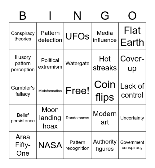 Conspiracy Theories Bingo Card