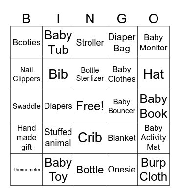 Baby Bingo Card