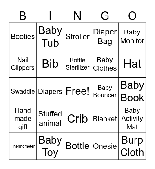 Baby Bingo Card