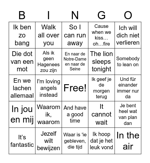 Doorzing Bingo Card
