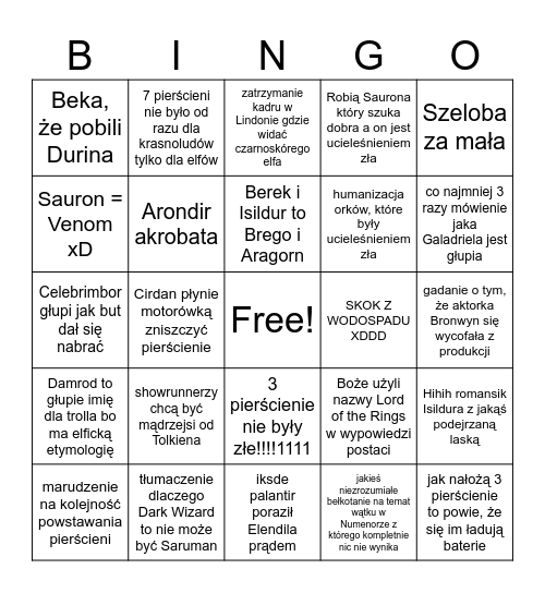 Drwal Bingo Card