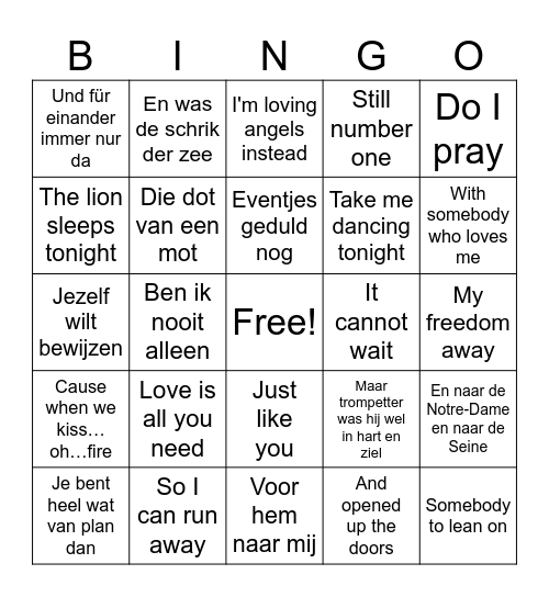 Doorzing Bingo Card