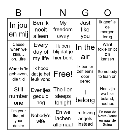 Doorzing Bingo Card