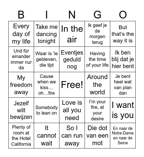 Doorzing Bingo Card