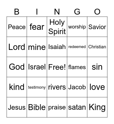 "My Testimony" Bingo Card