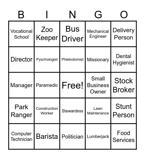 Career Bingo Card