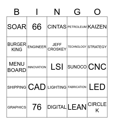 "BINGO OUR LINGO" Bingo Card