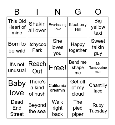 Boogie Bingo Card