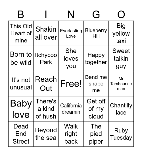 Boogie Bingo Card