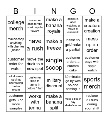 8/30/2024 morning shift Bingo Card
