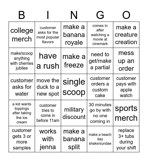 8/30/2024 morning shift Bingo Card