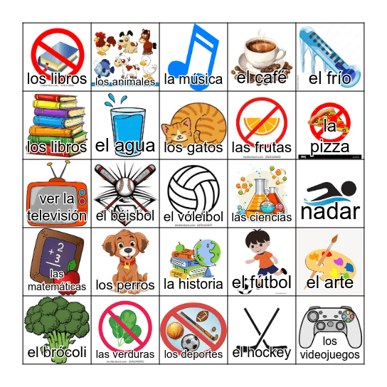 Me gusta / No me gusta Bingo Card