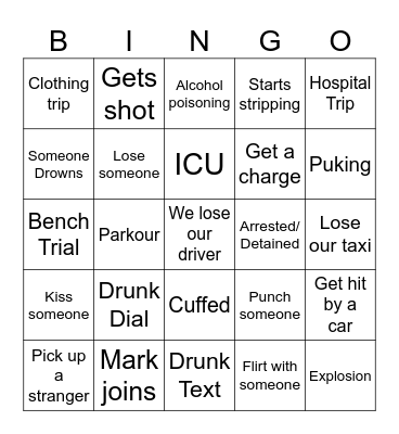 Unhinged Friday Bingo Card