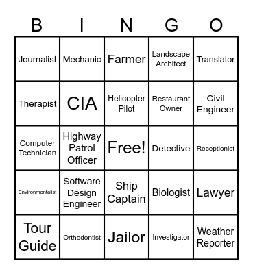 Career Bingo Card