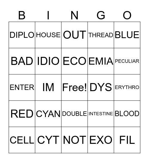 Vocabulary Words for List #4 Bingo Card