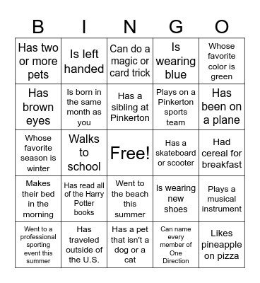 Find Someone Who... Bingo Card