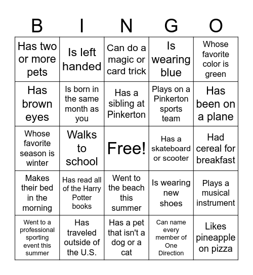 Find Someone Who... Bingo Card