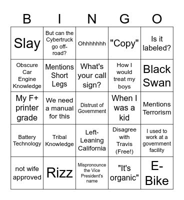 Daniel Bingo Card