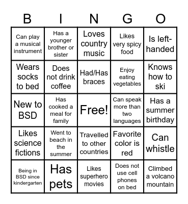 Hello, there! Bingo Card