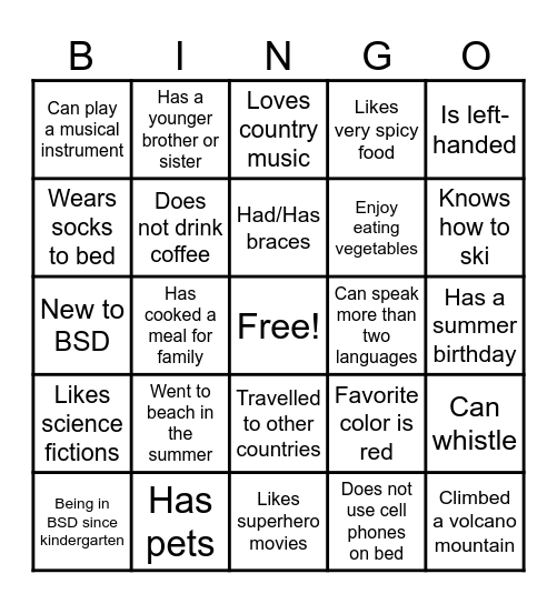 Hello, there! Bingo Card