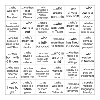 OLE MISS WBB - Human Bingo Card
