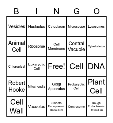 Introduction to Cells Bingo Card